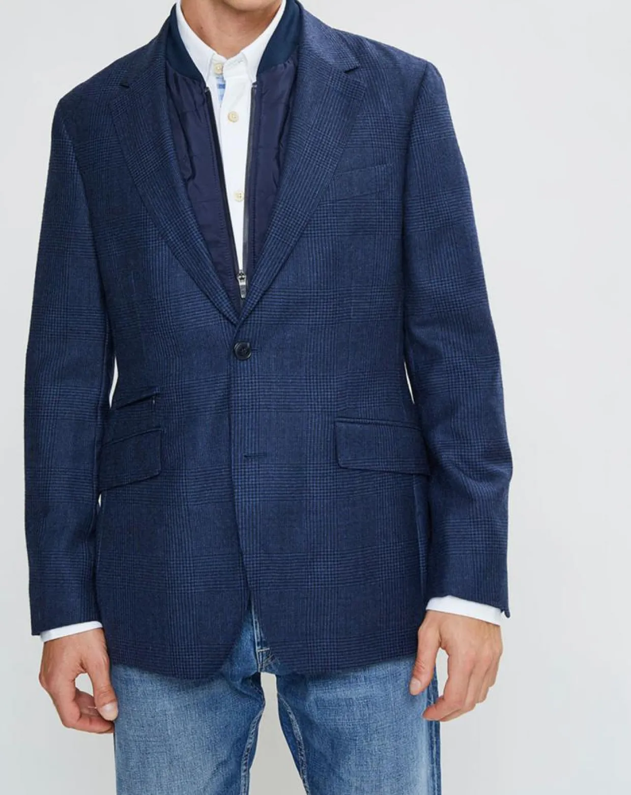 Homme Hackett London Vestes, Blousons^Blazer en Laine doublure amovible bleu foncé