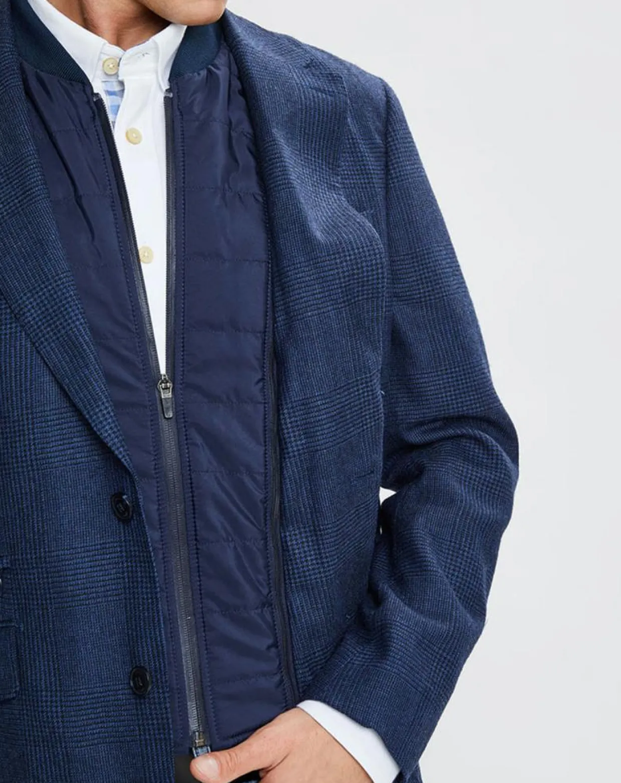 Homme Hackett London Vestes, Blousons^Blazer en Laine doublure amovible bleu foncé