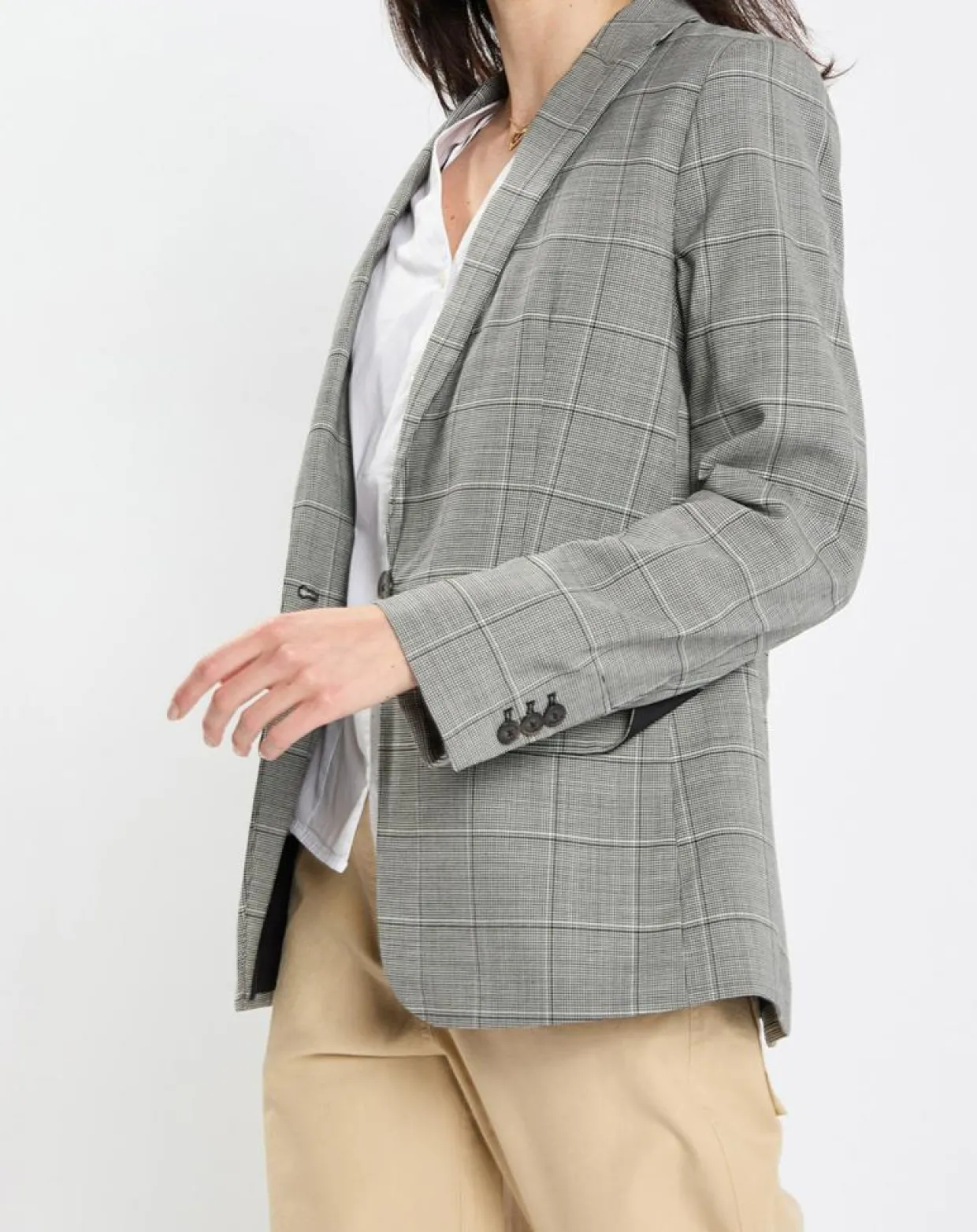 Blazer en Laine mélangée à carreaux gris-Marc O'Polo