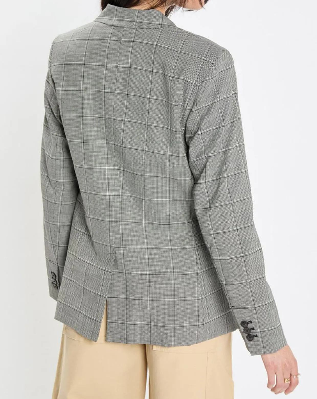 Blazer en Laine mélangée à carreaux gris-Marc O'Polo