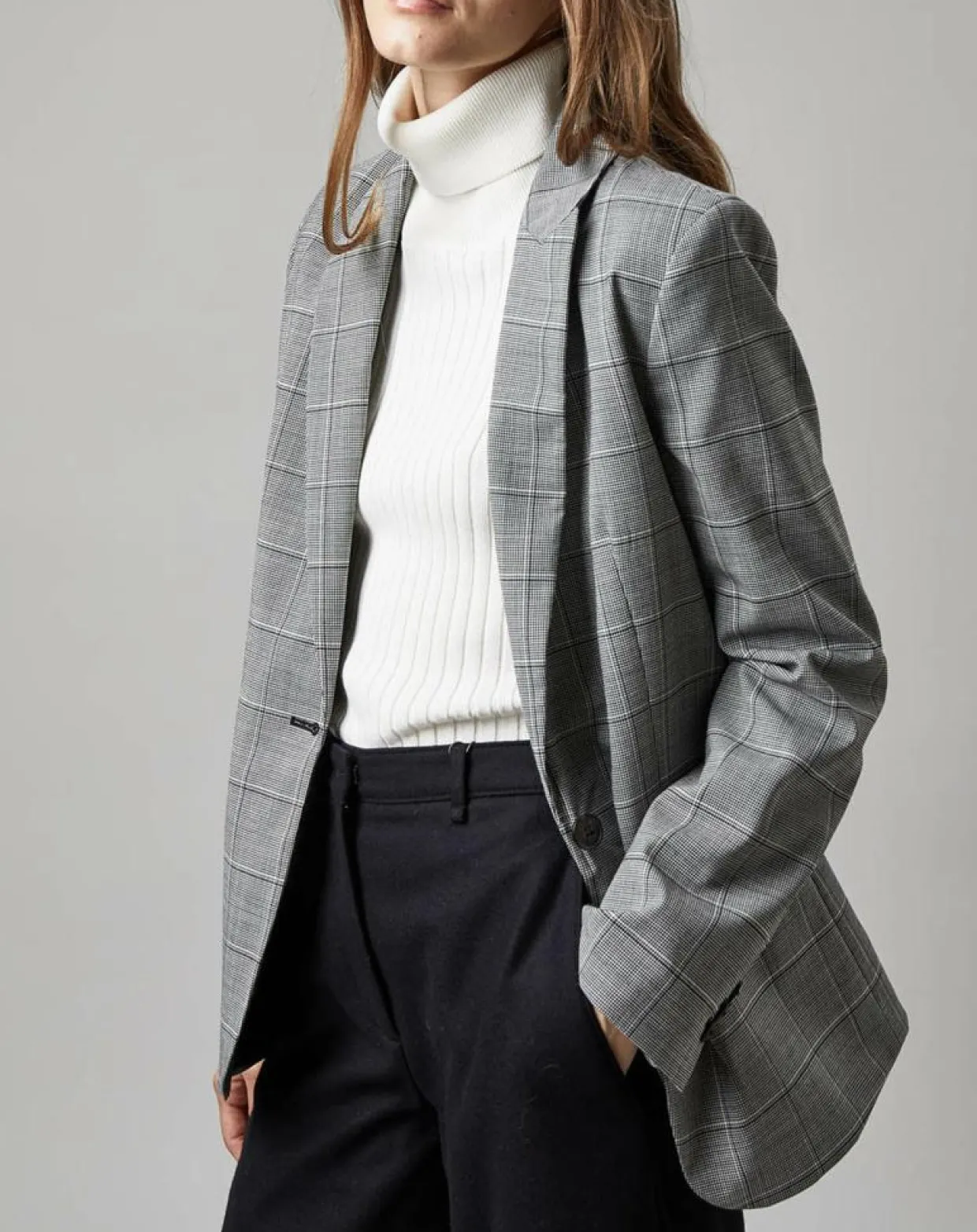 Blazer en Laine mélangée à carreaux gris-Marc O'Polo
