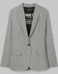 Blazer en Laine mélangée à carreaux gris-Marc O'Polo