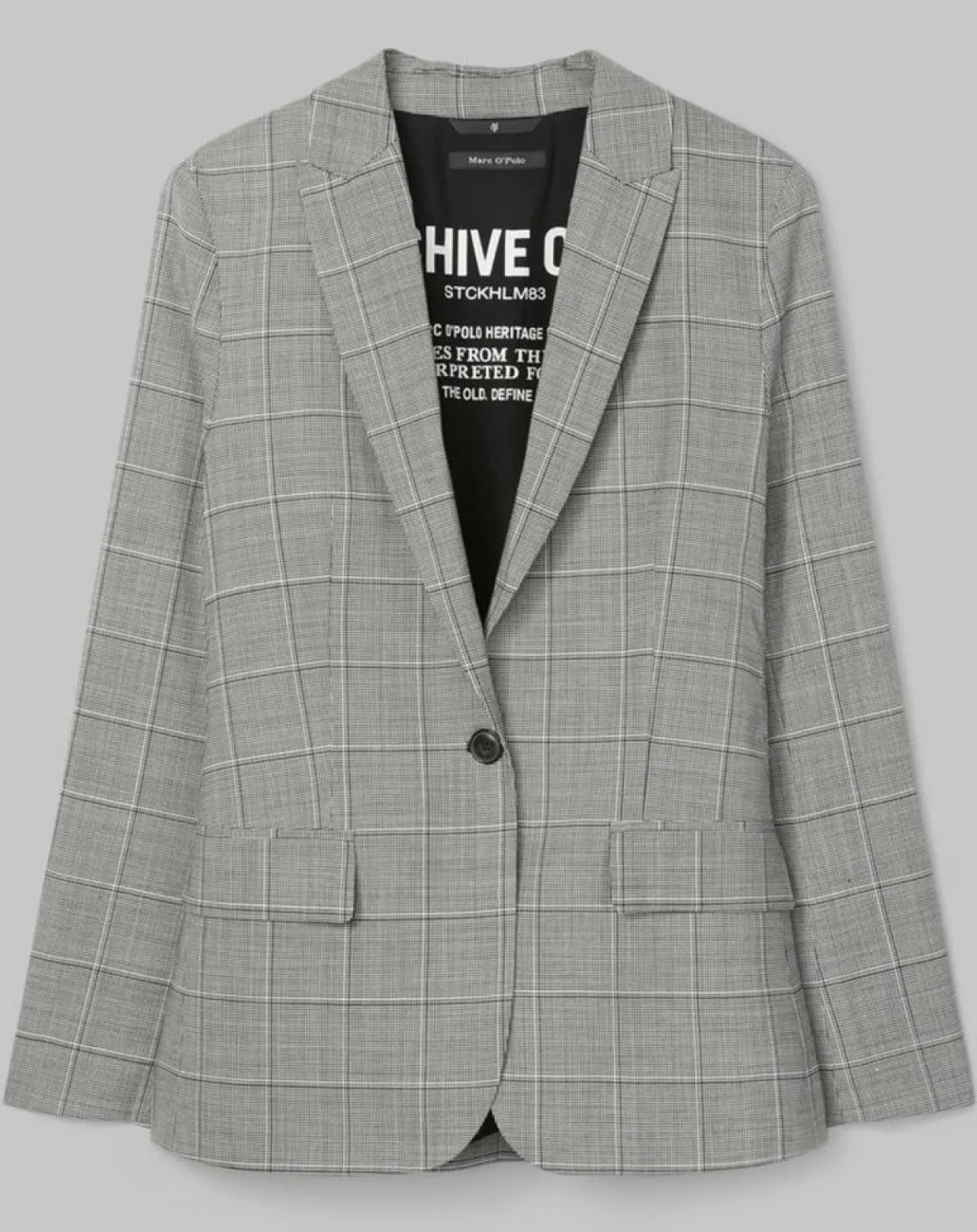 Blazer en Laine mélangée à carreaux gris-Marc O'Polo