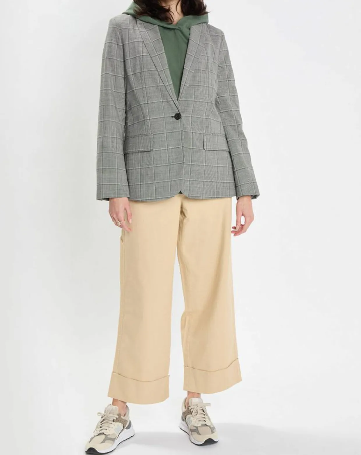Blazer en Laine mélangée à carreaux gris-Marc O'Polo