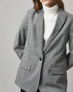 Blazer en Laine mélangée à carreaux gris-Marc O'Polo