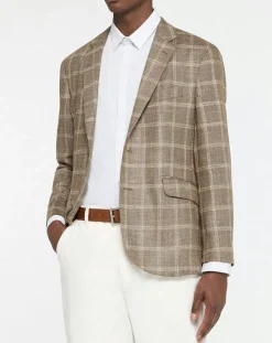 Blazer en Laine mélangée à carreaux beige/marron-Hackett London Online