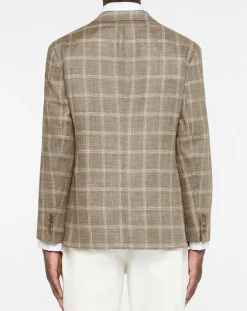 Blazer en Laine mélangée à carreaux beige/marron-Hackett London Online