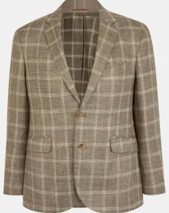 Blazer en Laine mélangée à carreaux beige/marron-Hackett London Online