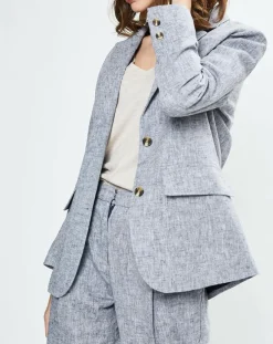 Femme Yerse Vestes, Blousons^Blazer en Lin mélangé Marianne bleu marine