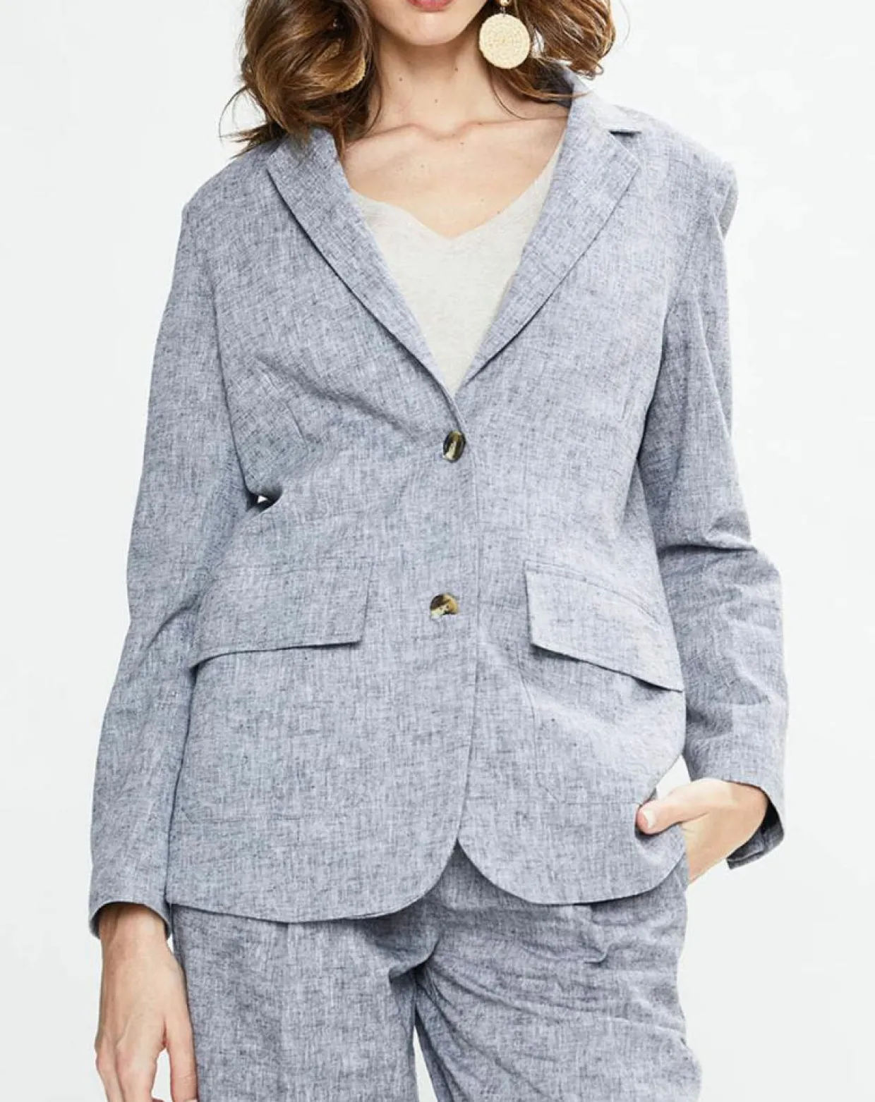 Femme Yerse Vestes, Blousons^Blazer en Lin mélangé Marianne bleu marine