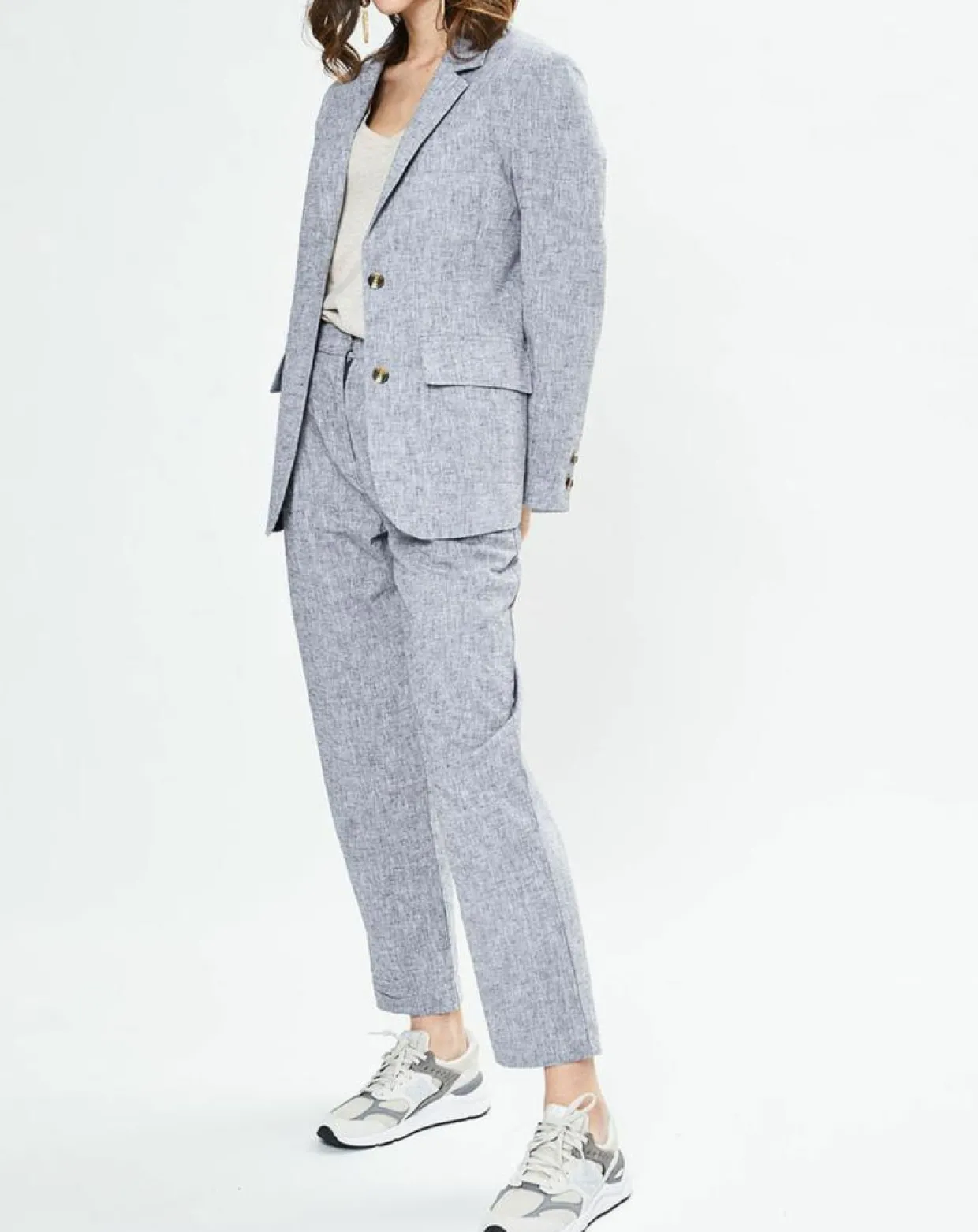 Femme Yerse Vestes, Blousons^Blazer en Lin mélangé Marianne bleu marine