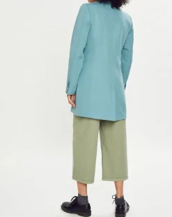 Femme Esprit Vestes, Blousons^Blazer long en Lin mélangé bleu turquoise