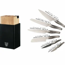 Bloc avec couteaux de cuisine Larus Porvoo gris métal - 8 pièces-Bjorn Best