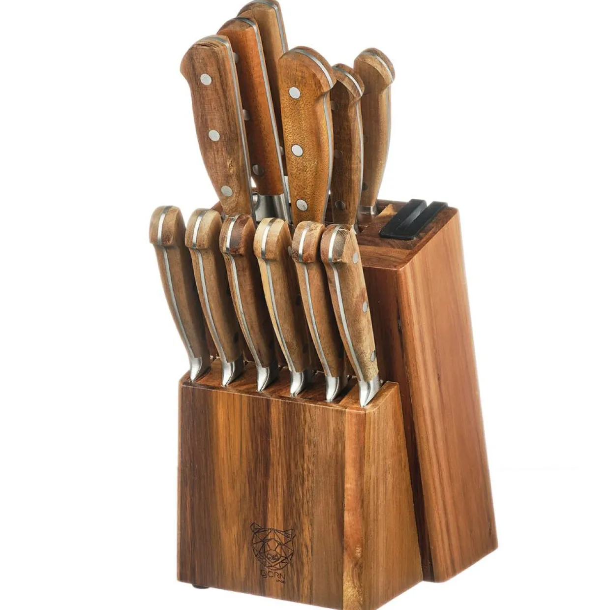Bjorn Couteaux^Bloc avec couteaux de cuisine et couteaux à steak Jakob Loviisa bois mat - 14 pièces
