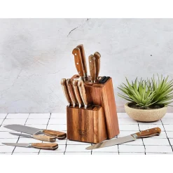 Bjorn Couteaux^Bloc avec couteaux de cuisine et couteaux à steak Jakob Loviisa bois mat - 14 pièces