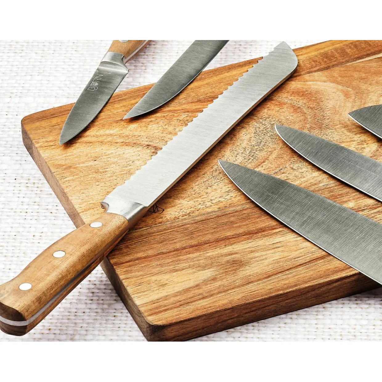 Bloc avec couteaux de cuisine Jakob Imatra bois mat - 7 pièces-Bjorn Sale