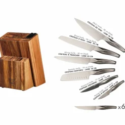 Bloc avec couteaux de cuisine et couteaux à steak Larus Loviisa gris métal - 14 pièces-Bjorn New