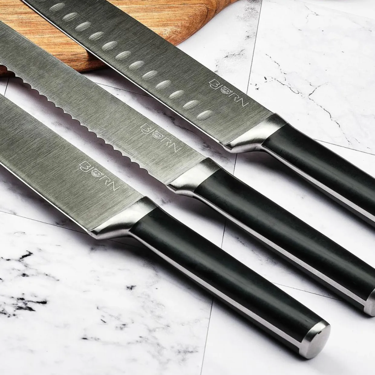 Bloc avec couteaux de cuisine Jona Imatra inox mat - 7 pièces-Bjorn Sale