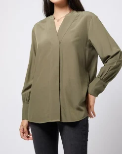 Femme Esprit Tops Et Blouses^Blouse à encolure en V lenzing™ ecovero™ kaki clair