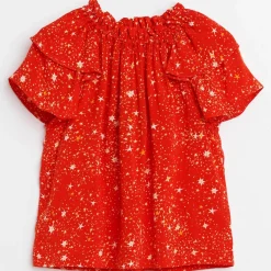 Blouse Acer imprimée étoiles rouge orangé-Bellerose Best