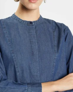 Blouse ajustée Pen bleue-Jodhpur