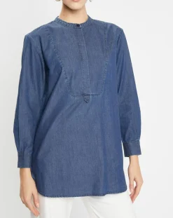 Blouse ajustée Pen bleue-Jodhpur