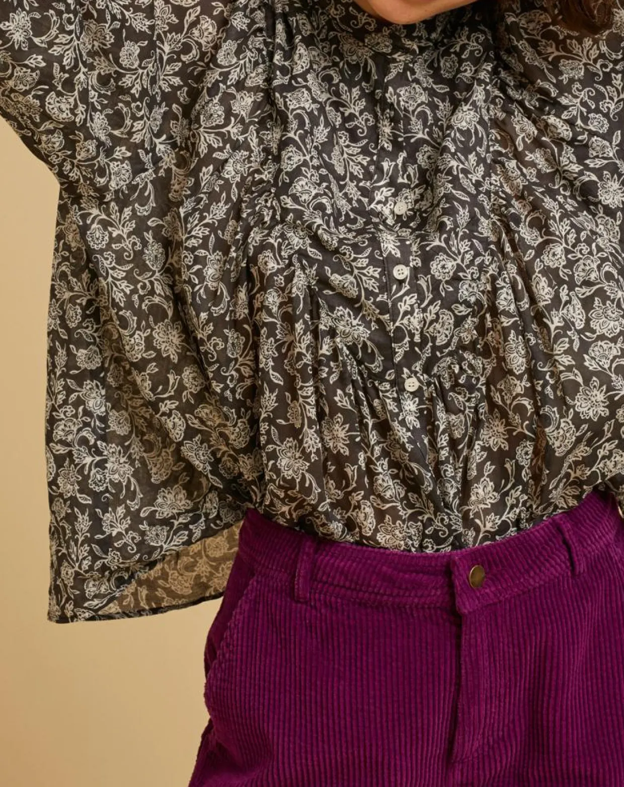 Femme Chloé Stora Tops Et Blouses^Blouse ample Alba en Voile de Coton imprimée noire