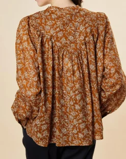 Femme Chloé Stora Tops Et Blouses^Blouse ample Alba en Voile de Coton imprimée ocre