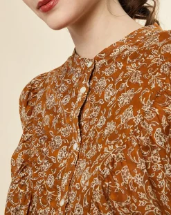 Femme Chloé Stora Tops Et Blouses^Blouse ample Alba en Voile de Coton imprimée ocre
