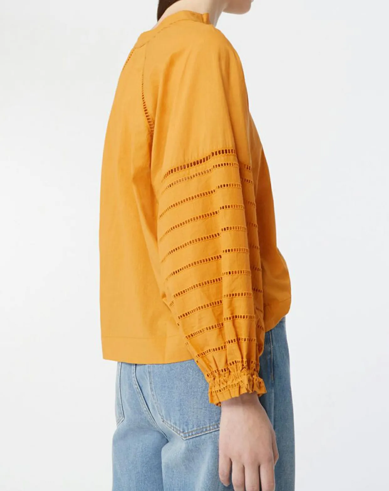 Blouse ample en Coton Ramos broderie jaune foncé-Galeries Lafayette Best