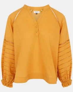 Blouse ample en Coton Ramos broderie jaune foncé-Galeries Lafayette Best