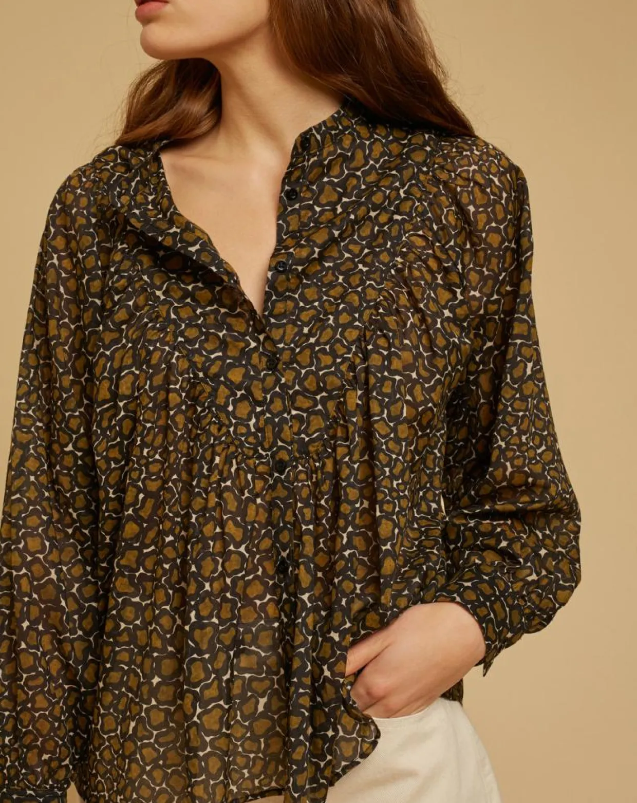 Femme Chloé Stora Tops Et Blouses^Blouse ample en Voile de coton Alba imprimée noire
