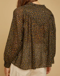 Femme Chloé Stora Tops Et Blouses^Blouse ample en Voile de coton Alba imprimée noire