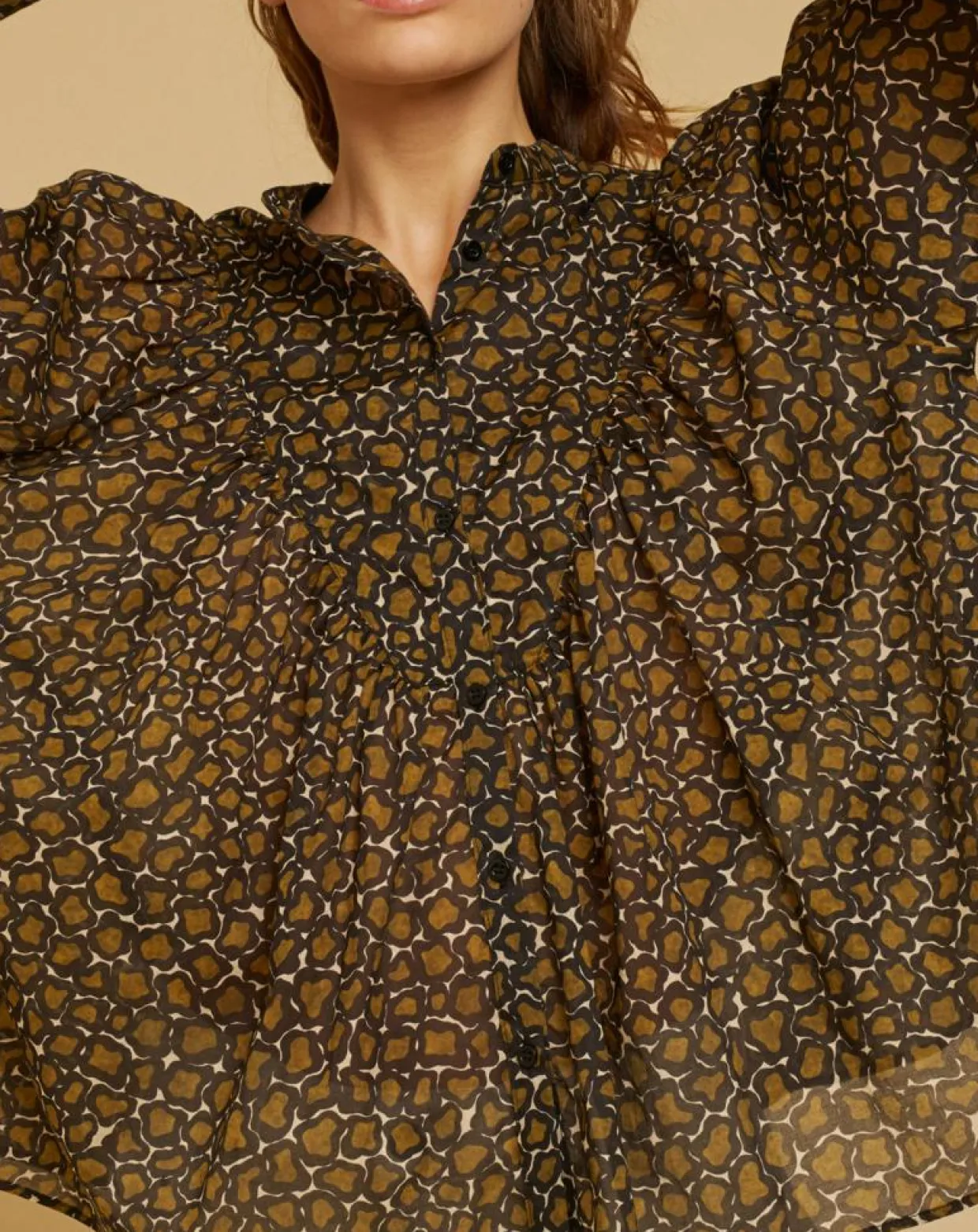 Femme Chloé Stora Tops Et Blouses^Blouse ample en Voile de coton Alba imprimée noire
