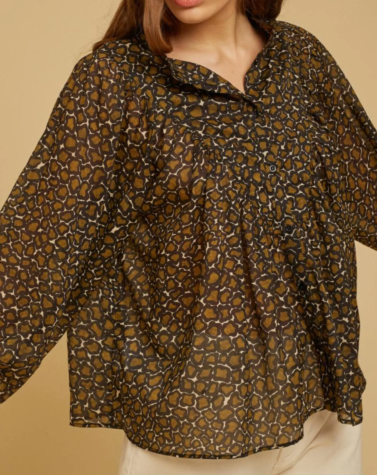 Femme Chloé Stora Tops Et Blouses^Blouse ample en Voile de coton Alba imprimée noire
