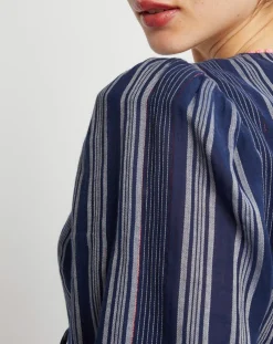 Blouse cache-coeur Ibiza à rayures marine-Manoush Online
