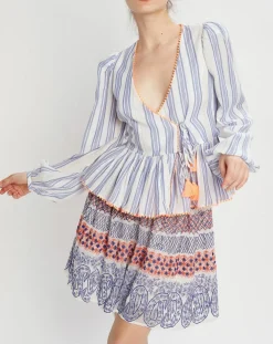 Blouse cache-coeur Ibiza écru/bleu-Manoush Discount