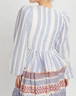 Blouse cache-coeur Ibiza écru/bleu-Manoush Discount