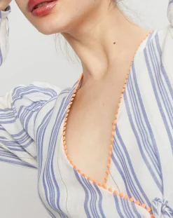 Blouse cache-coeur Ibiza écru/bleu-Manoush Discount