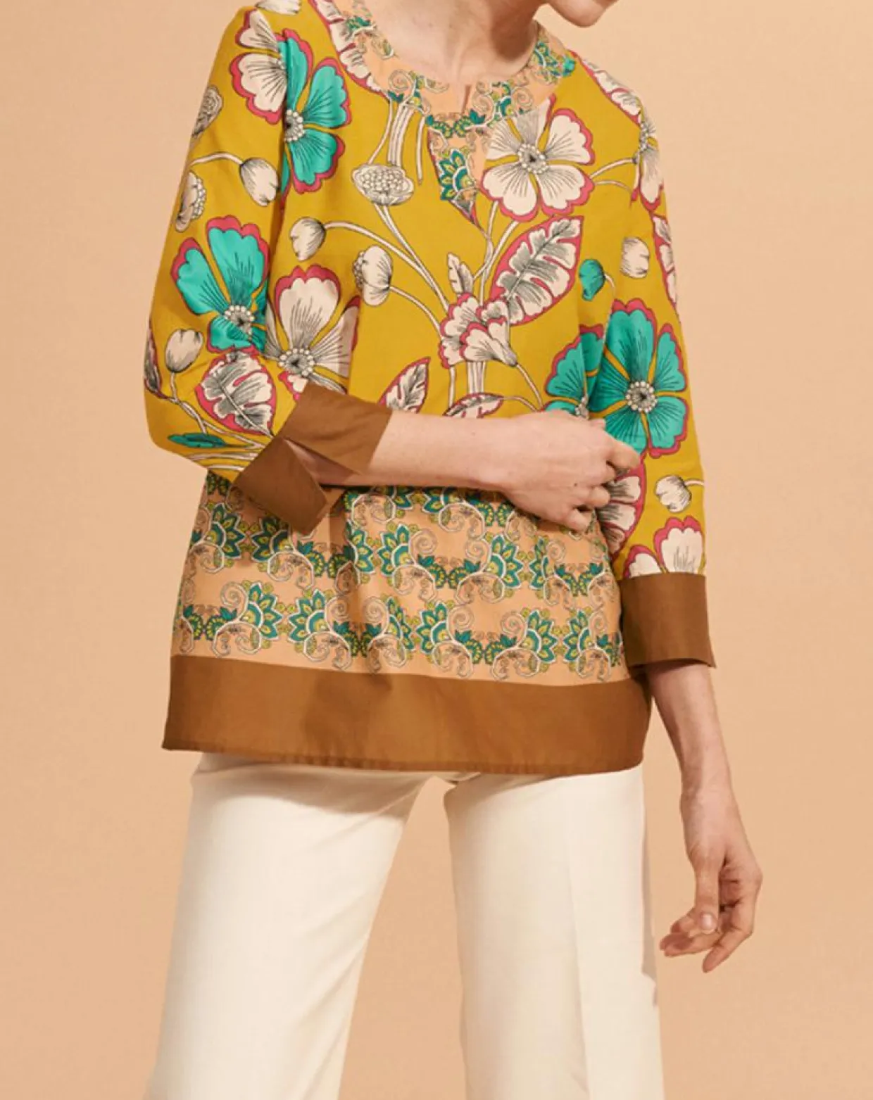 Femme Devernois Tops Et Blouses^Blouse Calcuta en Coton imprimée jaune