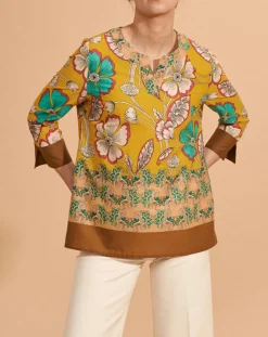 Femme Devernois Tops Et Blouses^Blouse Calcuta en Coton imprimée jaune