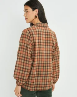 Femme Lauren Vidal Tops Et Blouses^Blouse Cloé à carreaux orange/sable