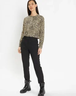 Femme Galeries Lafayette Tops Et Blouses^Blouse col officier imprimé léopard noire