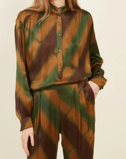 Blouse Cook vert/doré/marron-Hartford New