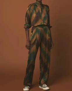 Blouse Cook vert/doré/marron-Hartford New