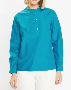 Femme Galeries Lafayette Tops Et Blouses^Blouse droite en Coton Genoise bleu moyen