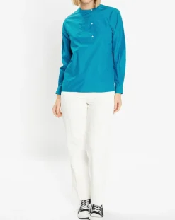 Femme Galeries Lafayette Tops Et Blouses^Blouse droite en Coton Genoise bleu moyen
