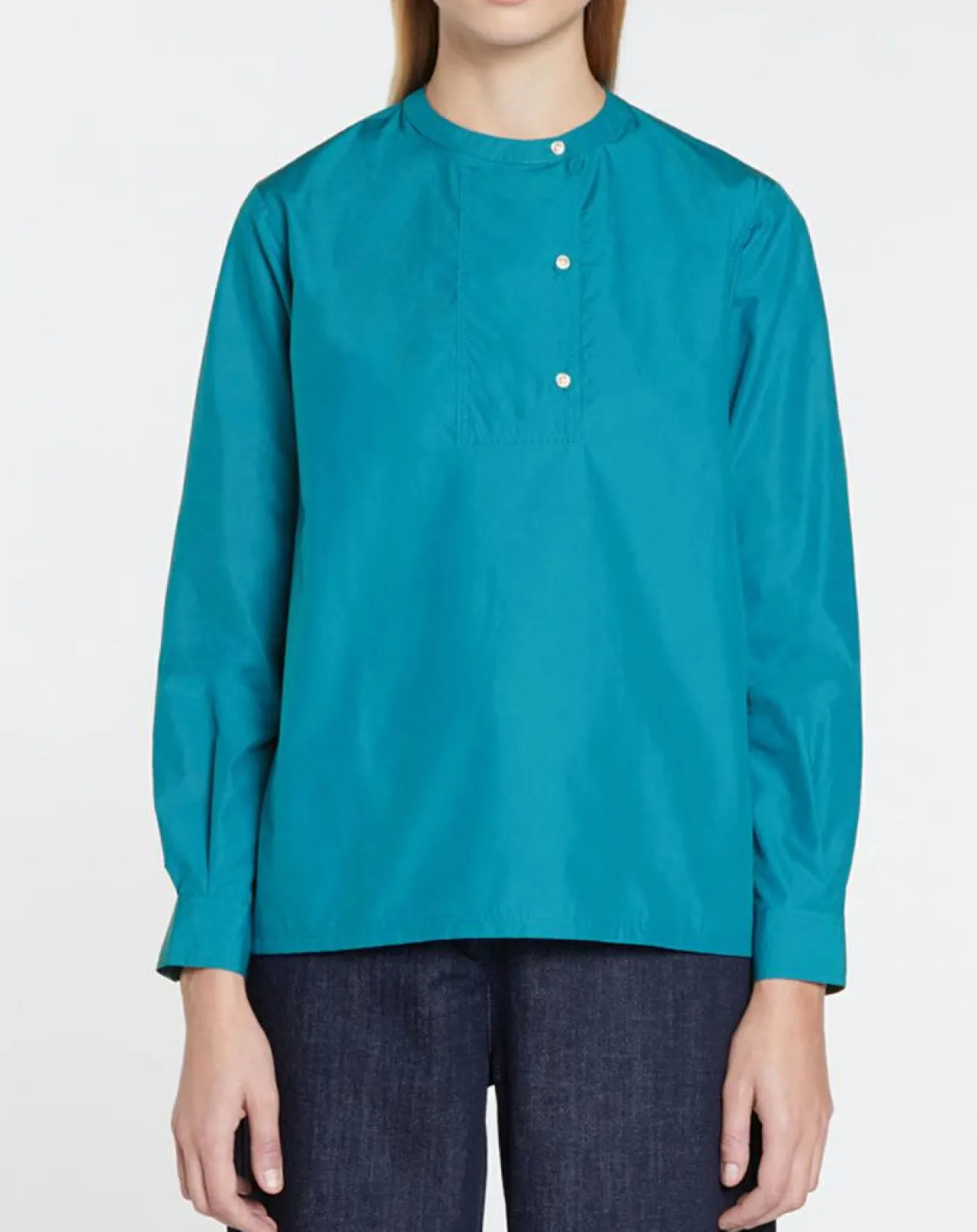 Femme Galeries Lafayette Tops Et Blouses^Blouse droite en Coton Genoise bleu moyen
