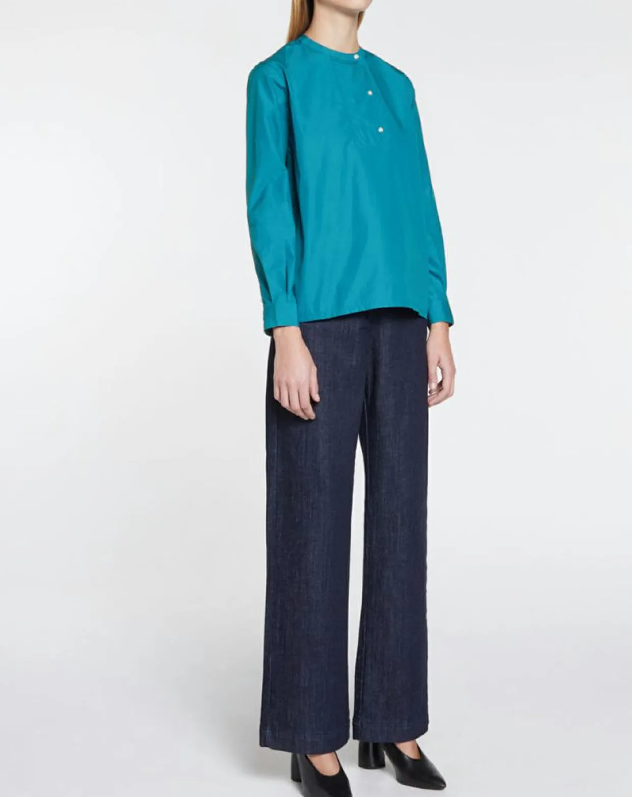 Femme Galeries Lafayette Tops Et Blouses^Blouse droite en Coton Genoise bleu moyen