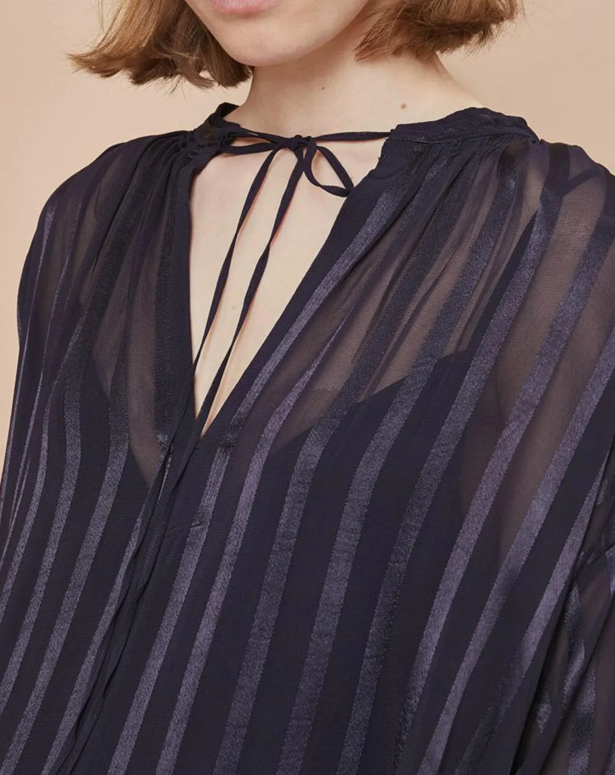 Blouse Elene à rayures encre-Mare di Latte Discount